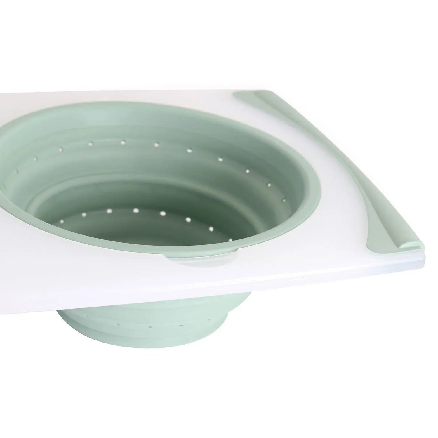 Dexas 2-Pack Over the Sink Strainer and Chop & Scoop Cutting Board, Choose Color