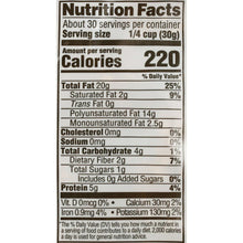 Nutrition Facts label for shelled walnuts, serving size 1/4 cup (30 g).