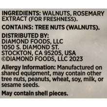 Ingredients and allergy information for shelled walnuts, with rosemary extract listed.