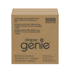 Diaper Genie Clean Laundry Scent Round Refill 4-pack, 1080-count, Plus 2 Carbon Filters