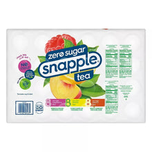 Zero sugar Snapple tea variety pack back with nutrition and ingredient info