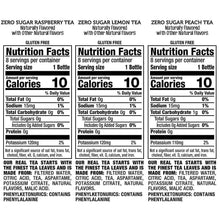Nutrition facts panel for zero sugar Snapple tea, 1 bottle serving
