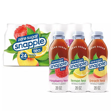 Zero sugar Snapple tea variety pack with 6 bottles: raspberry, lemon, peach