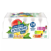 Zero sugar Snapple tea 24-pack variety bottles: lemon, raspberry, peach