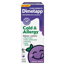 Dimetapp Cold & Allergy liquid medicine box, grape flavor, 4 fl oz