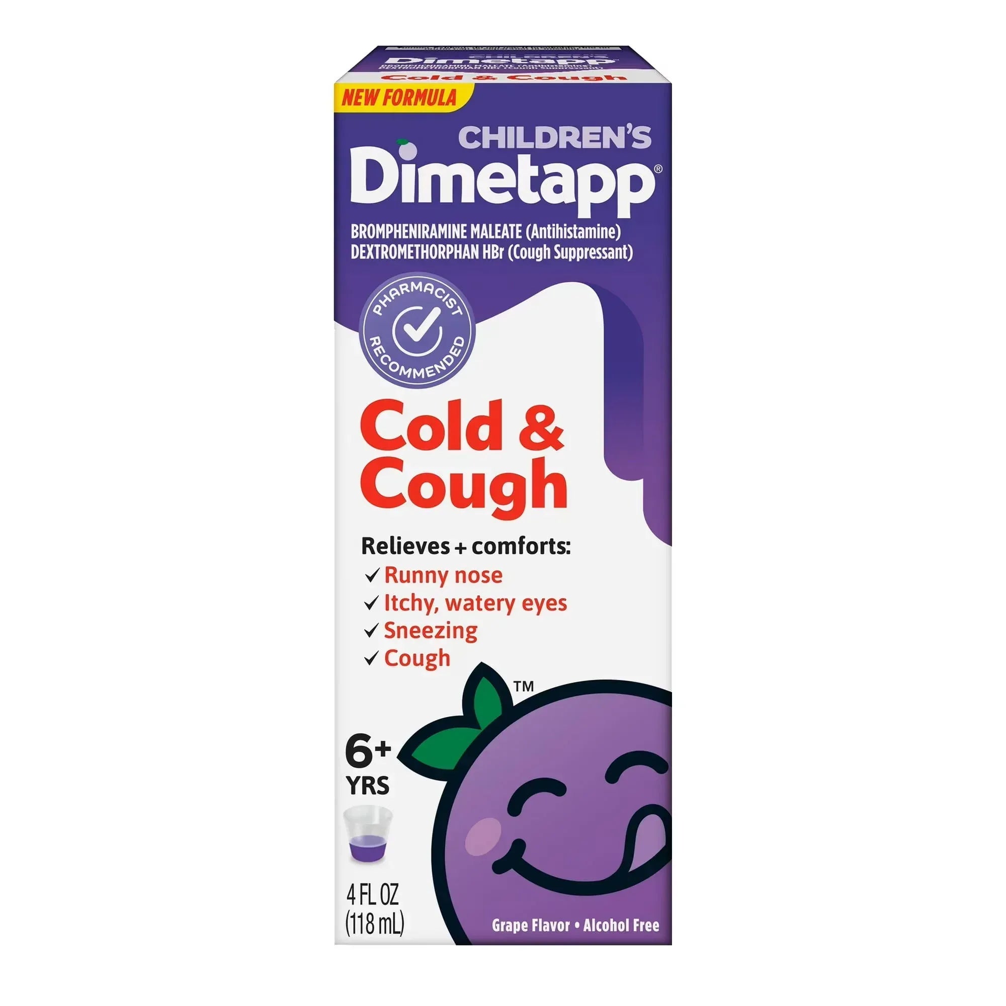 Children’s Dimetapp Cold & Cough Liquid, Multi-Symptom Relief for Kids, 4 fl oz