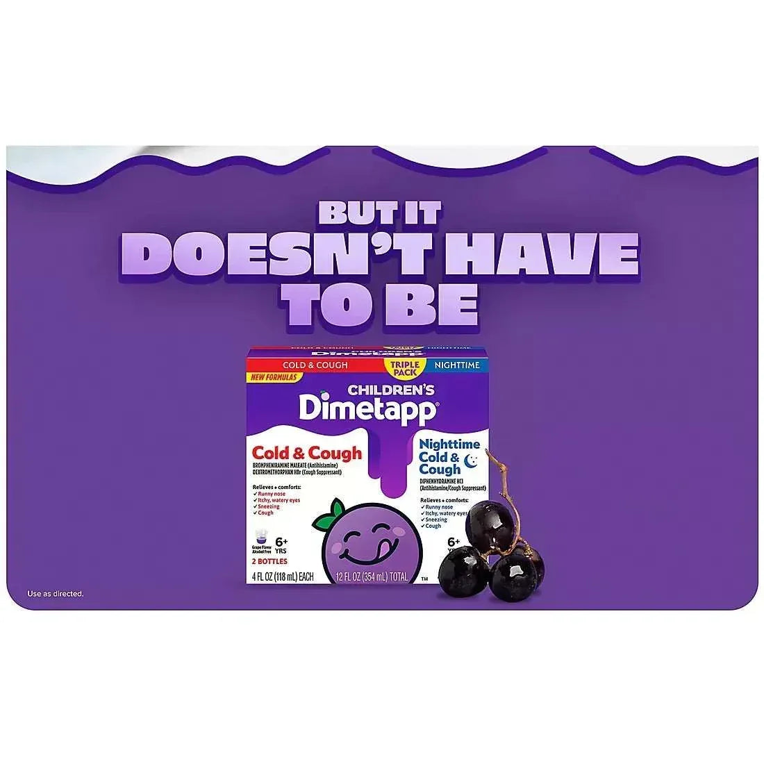 Dimetapp Cold & Cough and Nighttime Cold & Congestion Liquid, Triple Pack, 3 × 4 fl oz