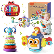 Baby toy bundle with colorful 4-in-1 activity panel, xylophone and rolling gears