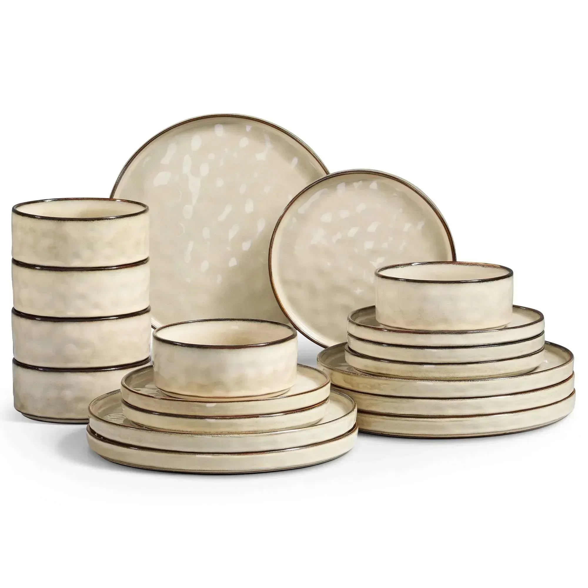 Onader Dinnerware Sets for 6, 18-Piece Plates and Bowls Set, Stoneware Dish Set for Kitchen, Ceramic Dinnerware for Home Restaurant, Chip and Scratch Resistant, Microwave and Dishwash, Reactive Green