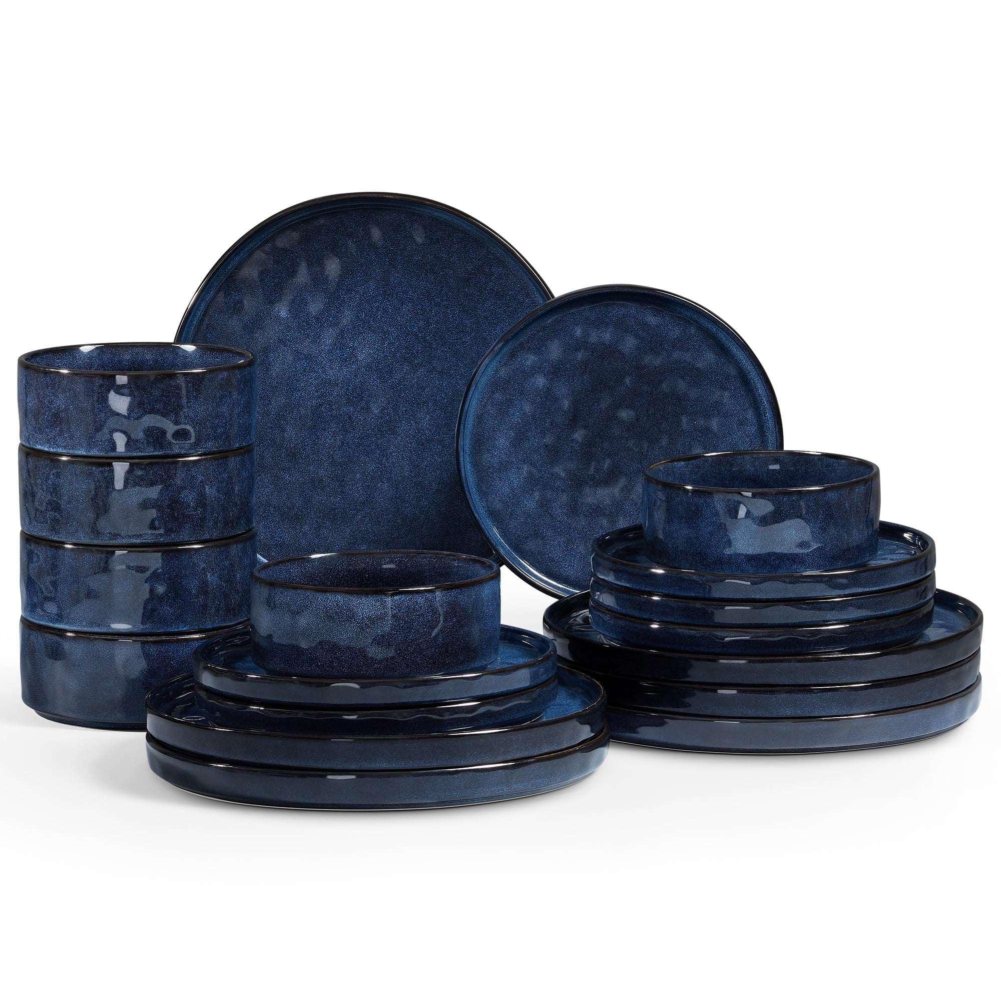 Onader Dinnerware Sets for 6, 18-Piece Plates and Bowls Set, Stoneware Dish Set for Kitchen, Ceramic Dinnerware for Home Restaurant, Chip and Scratch Resistant, Microwave and Dishwash, Reactive Green