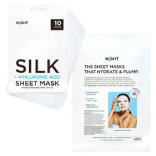 Silk hyaluronic acid sheet mask 10-pack, folded mask pouches