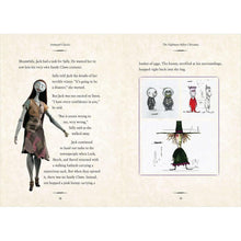Open hardcover book spread featuring Sally figure illustration and story paragraphs