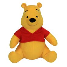 Winnie the Pooh plush bear in red hooded shirt, seated with arms open