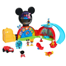 Mickey Mouse clubhouse playset with multi-level play area, slide, and included pieces