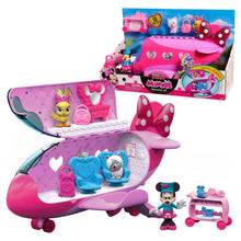 Pink and purple Minnie Bow-Liner jet toy with character figures and playset accessories