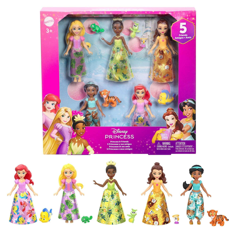 Disney Princess & Friends Set with 5 Small Dolls in Sparkling Outfits & 5 Friend Figures - USA MEGA SHOP