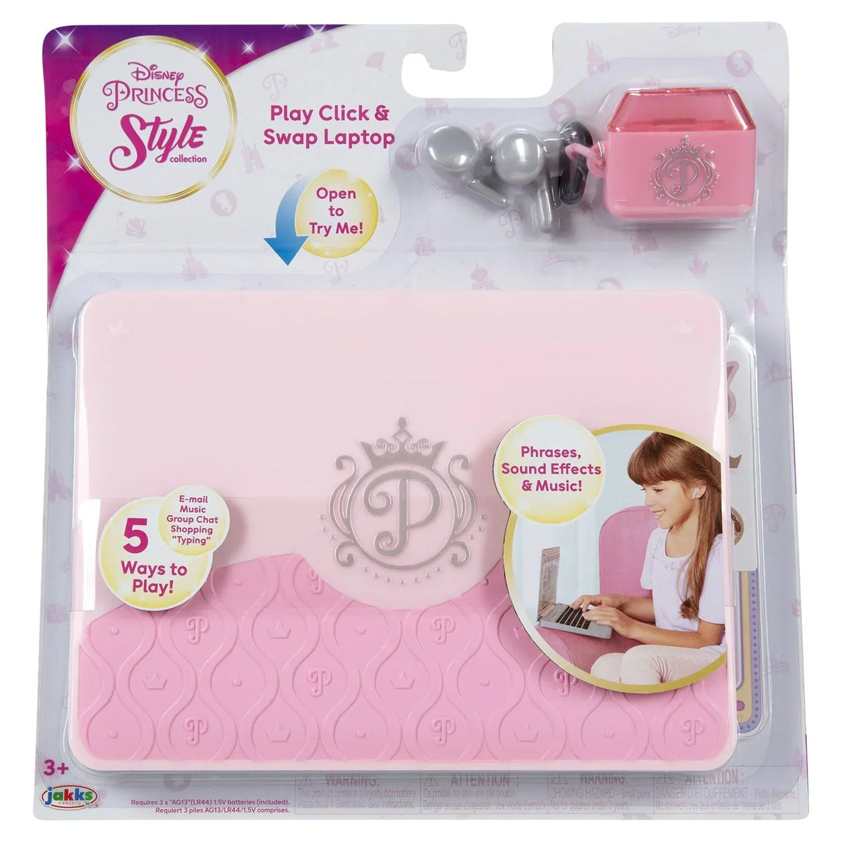 Disney Princess Style Collection Pink Pretend Laptop with Play Earbuds 5 Ways to Play 0.89Pound - USA MEGA SHOP
