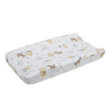 Quilted changing pad cover with Winnie-the-Pooh friends print on ivory