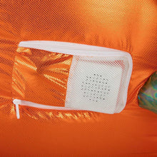 Airblown inflatable blower/speaker housing on orange mesh body