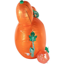 Inflatable Mickey Mouse-shaped airblown balloon in orange with green bow and prop detail