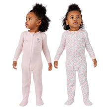 Baby hacci sleeper 2-pack: light pink solid zip-front, plus pastel print zip-front