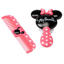 Pink Minnie comb and fine brush with black Minnie head and polka-dot accents