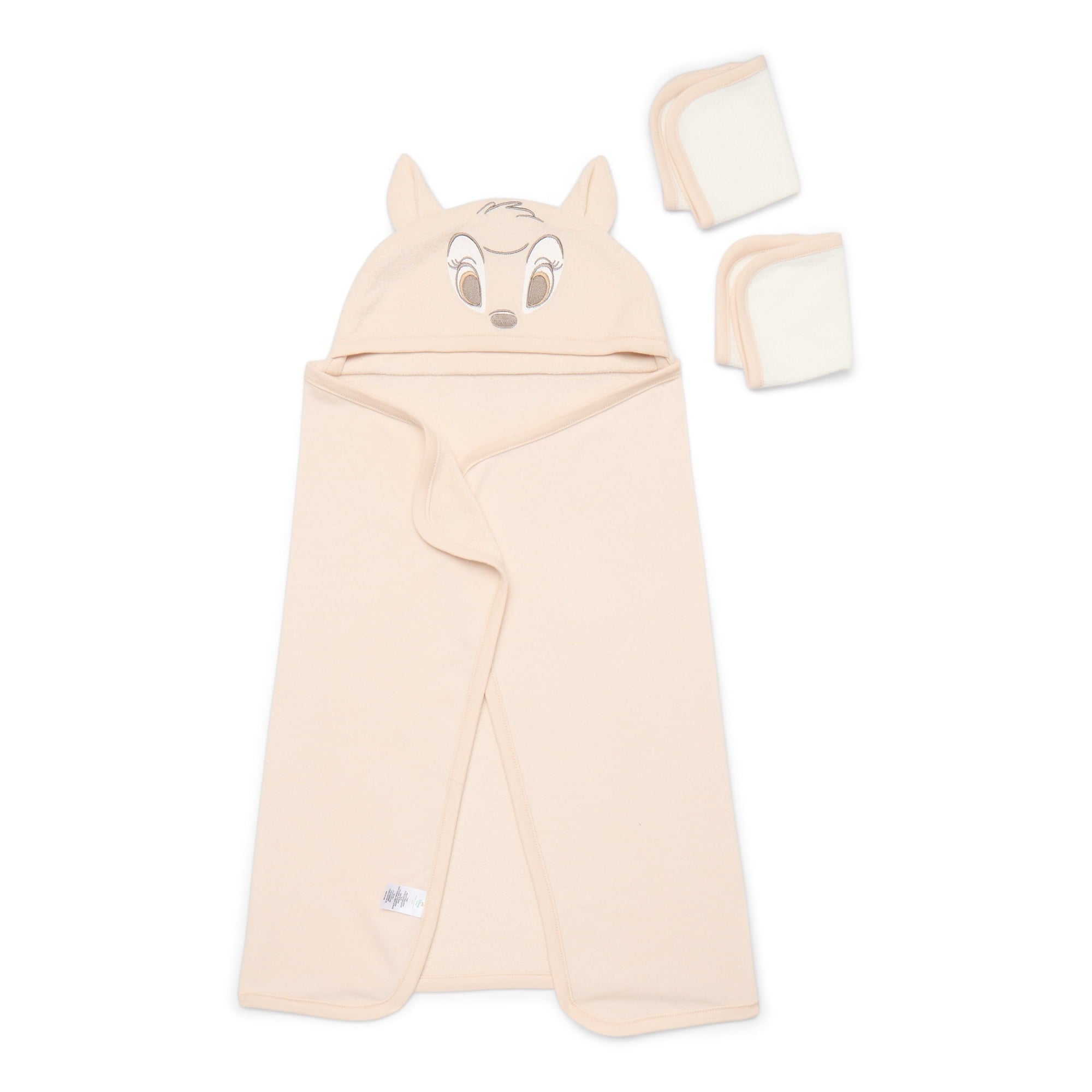 Disney Baby Wishes and Dreams Character Infant Baby Bath Set with Hooded Towel and Washcloths, 3-Piece, One Size