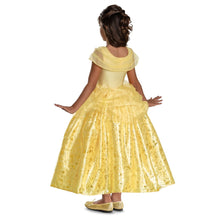 Children's golden costume gown with layered back tulle cape and gathered skirt