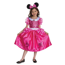 Children's pink sequin dress costume with bow headband and tulle puff sleeves