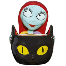 Sally treat bowl with Sally face and black bowl with yellow cat eyes