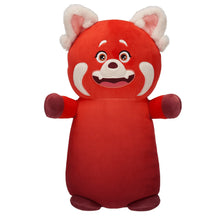 Red panda Squishmallow plush with red body, white muzzle, and smiling face