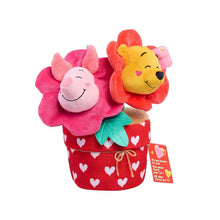 Valentine potted plush with Pooh and Piglet, red heart pot with small tag