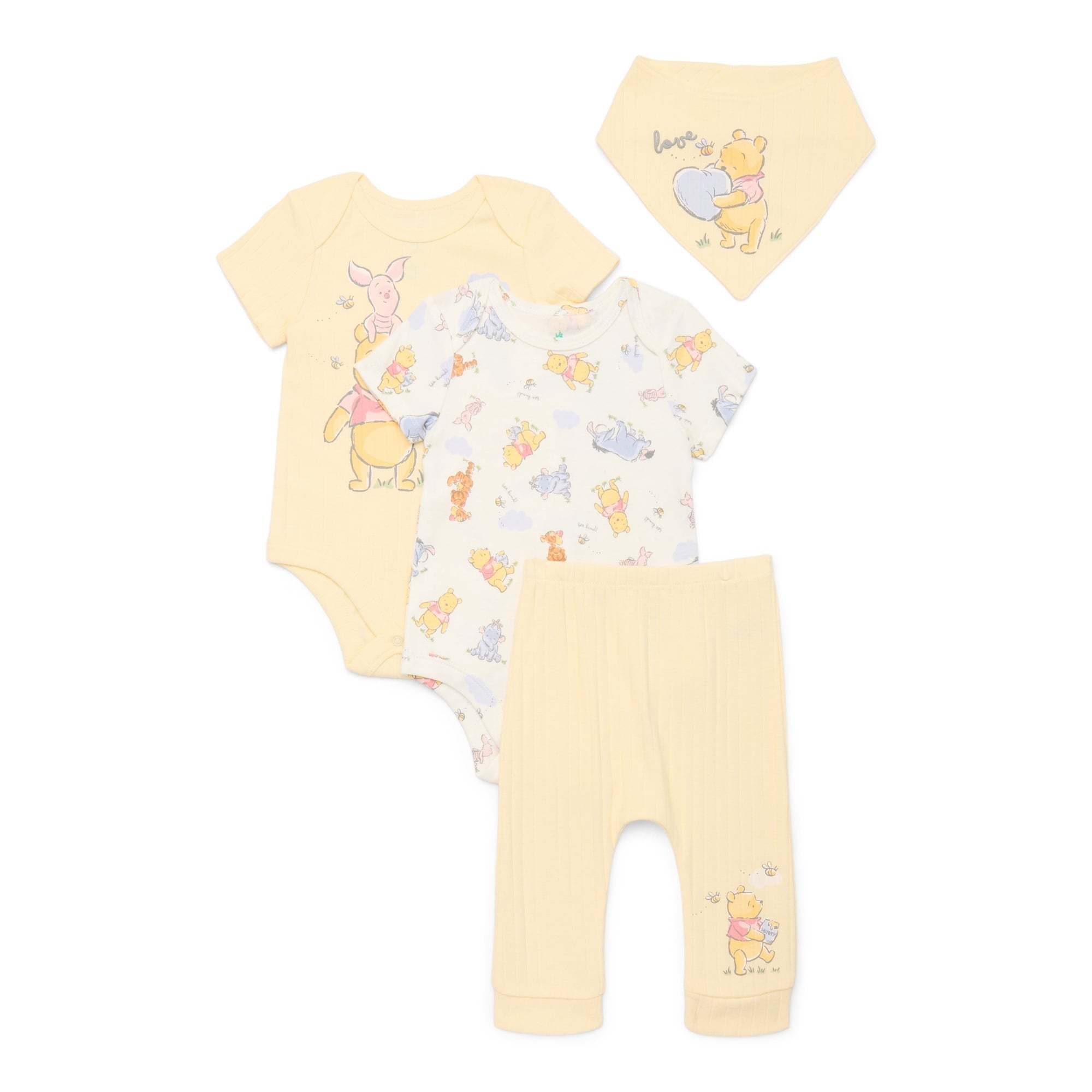 Disney Baby Wishes and Dreams Character Baby Layette Newborn Essentials Gift Set, 4-Piece
