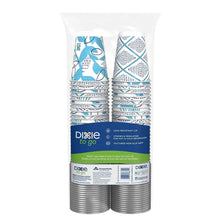 12 oz paper cup variety pack with leak-resistant lids, blue printed designs
