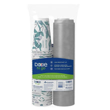 Variety pack of paper cups and gray lids with teal leaf geometric print.