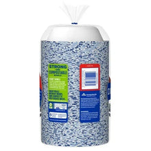 Dixie 12 oz paper bowl multipack, blue speckle pattern, compostable and recycling icons