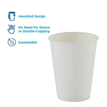 White insulated paper cup with smooth sides and wide rim