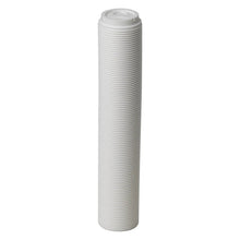 White roll of domed hot cup lids, plastic, for 8 oz cups.