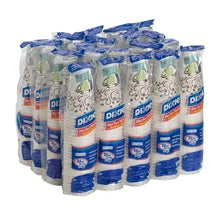 Pack of 16 oz insulated paper cups in blue sleeves, shrink-wrapped stack