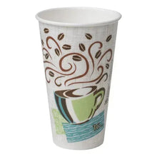 16 oz insulated paper coffee cup with swirl and coffee design