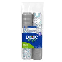 Insulated paper cups with lids, gray stack in variety pack, Dixie to go 12 oz