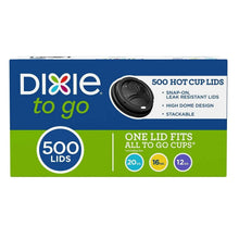 Dixie to go black hot cup lids, snap-on, high dome design, 500 count box.