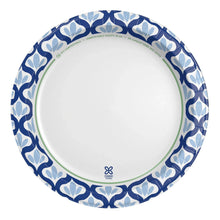 10 in Dixie Ultra paper plate with blue leaf border and white center