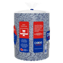 Dixie Ultra paper plates, service and shipping label on blue patterned cylinder