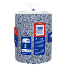 Dixie Ultra paper plate stack in blue-speckle wrap with barcode label.