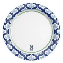 Dixie Ultra paper plate, blue leaf border, white center