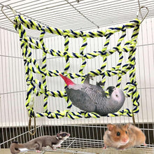 Multicolor braided rope hanging climbing net toy with looped attachment ends