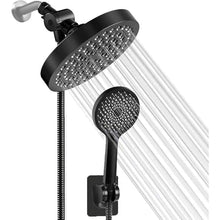 Rainfall shower head and handheld sprayer combo, matte black, round spray faces