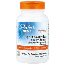 Magnesium supplement bottle with orange cap and blue label, 120 tablets per bottle