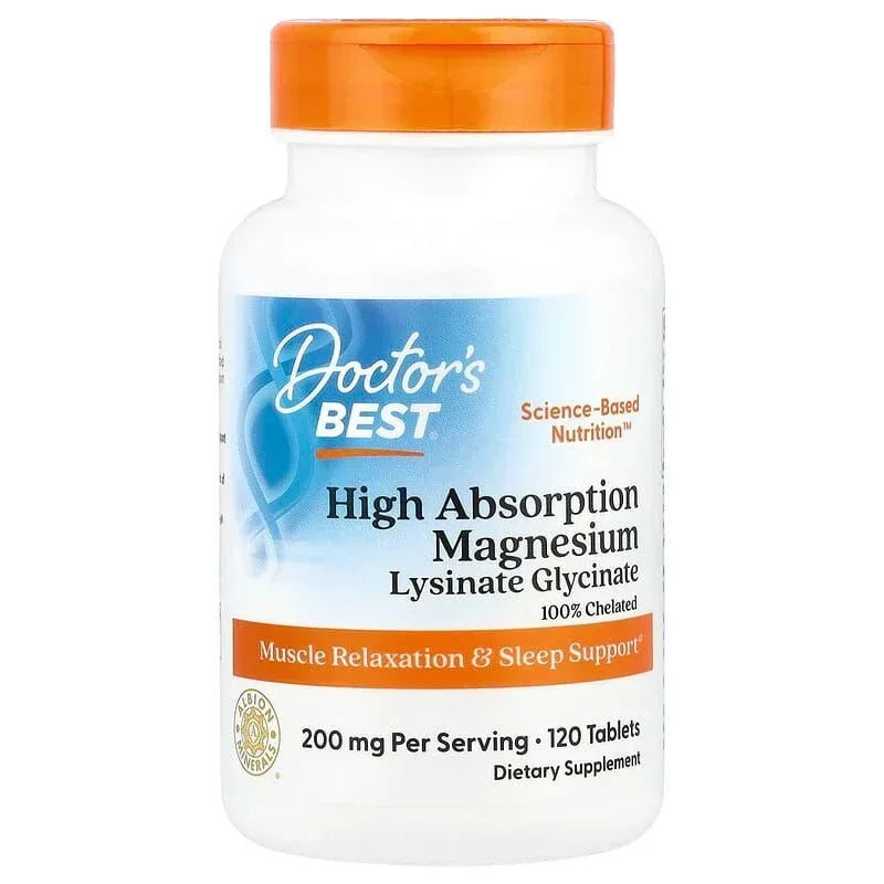 Doctor's Best, High Absorption Magnesium Lysinate Glycinate, Chelated, Albion® TRAACS®, 240 Tablets (100 mg Per tablet)